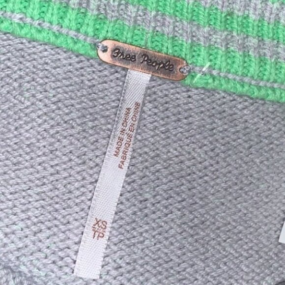 Free people lime green gray off the shoulder tunic sweater size XS - Picture 11 of 16